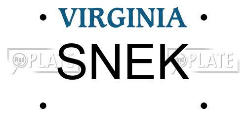 SNEK Virginia License Plate