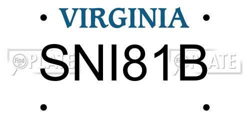 SNI81B Virginia License Plate