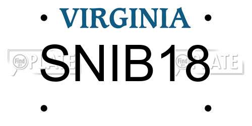 SNIB18 Virginia License Plate