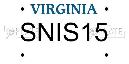 SNIS15 Virginia License Plate