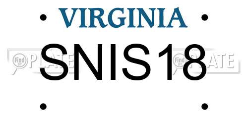 SNIS18 Virginia License Plate