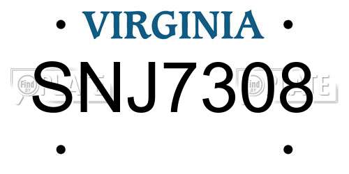 SNJ7308 Virginia License Plate