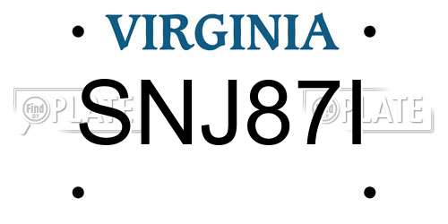 SNJ87I Virginia License Plate