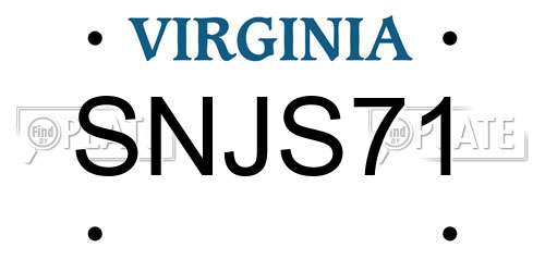 SNJS71 Virginia License Plate