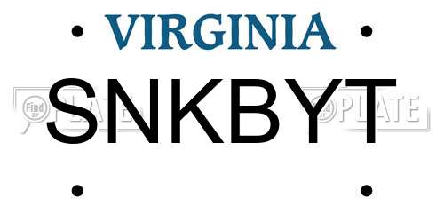 SNKBYT Virginia License Plate