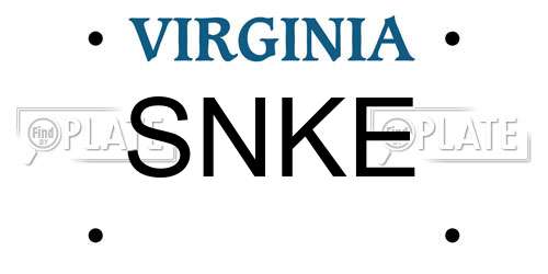 SNKE Virginia License Plate