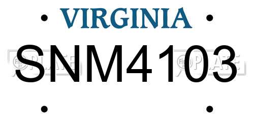 SNM4103 Virginia License Plate