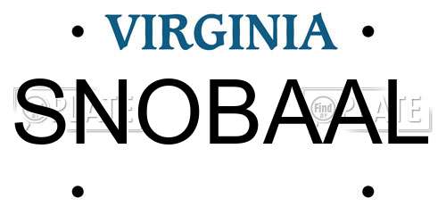 SNOBAAL Virginia License Plate