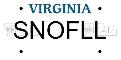 SNOFLL Virginia License Plate