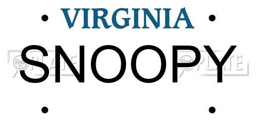SNOOPY Virginia License Plate