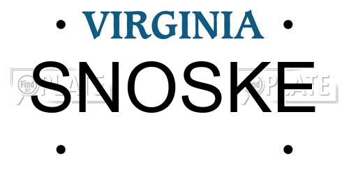 SNOSKE Virginia License Plate