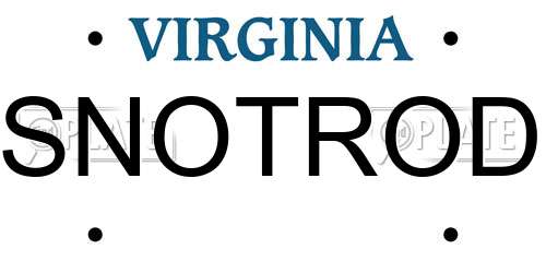 SNOTROD Virginia License Plate