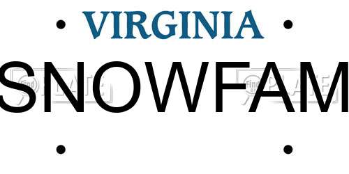 SNOWFAM Virginia License Plate