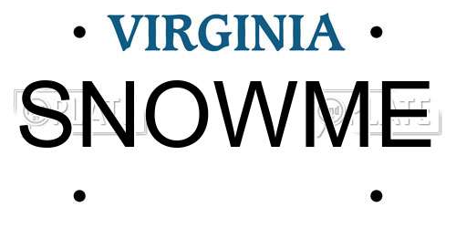 SNOWME Virginia License Plate