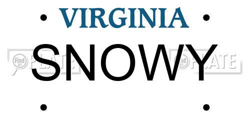 SNOWY Virginia License Plate