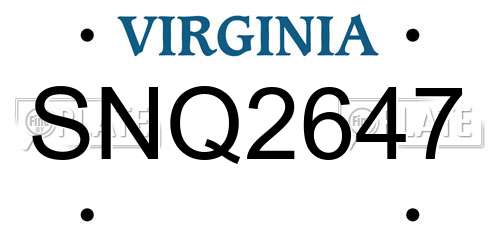 SNQ2647 Virginia License Plate