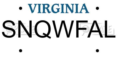 SNQWFAL Virginia License Plate