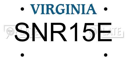 SNR15E Virginia License Plate