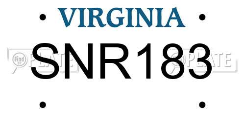 SNR183 Virginia License Plate