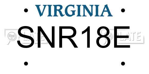 SNR18E Virginia License Plate