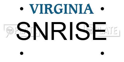 SNRISE Virginia License Plate