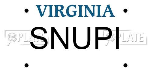 SNUPI Virginia License Plate
