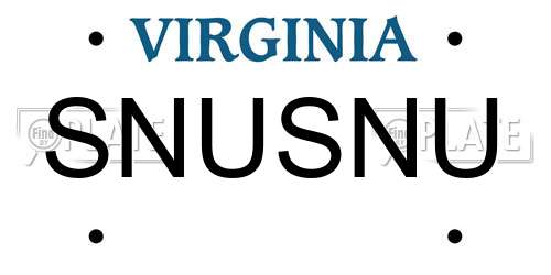 SNUSNU Virginia License Plate