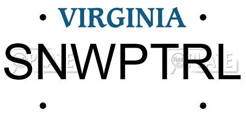 SNWPTRL Virginia License Plate