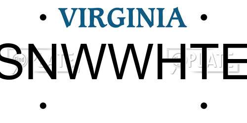 SNWWHTE Virginia License Plate