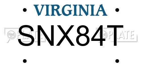 SNX84T Virginia License Plate