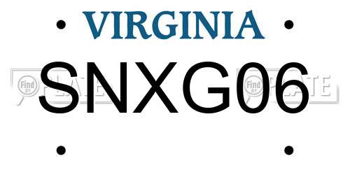 SNXG06 Virginia License Plate