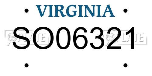 SO06321 Virginia License Plate
