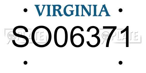 SO06371 Virginia License Plate