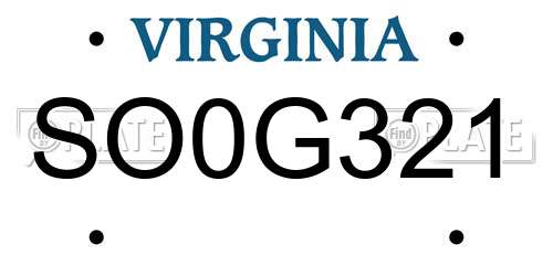 SO0G321 Virginia License Plate