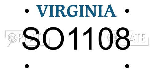 SO1108 Virginia License Plate