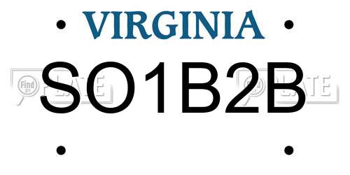 SO1B2B Virginia License Plate