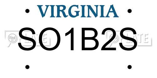 SO1B2S Virginia License Plate
