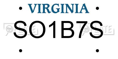 SO1B7S Virginia License Plate
