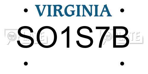 SO1S7B Virginia License Plate