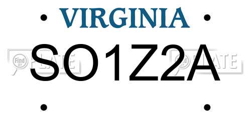 SO1Z2A Virginia License Plate
