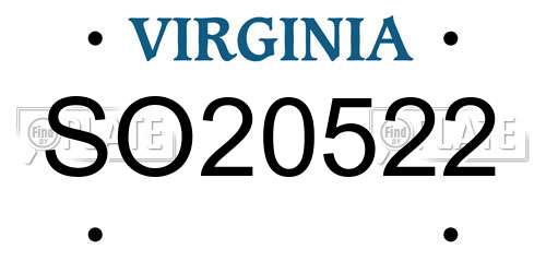SO20522 Virginia License Plate