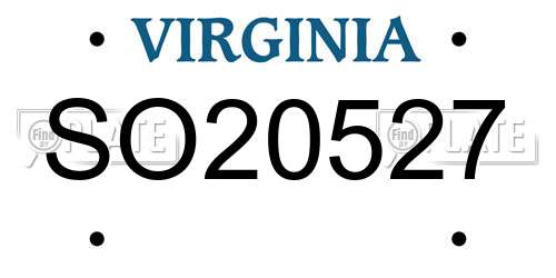 SO20527 Virginia License Plate