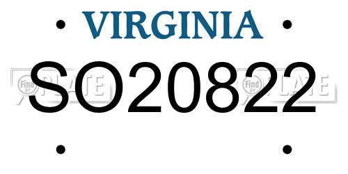 SO20822 Virginia License Plate