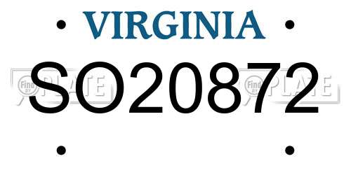 SO20872 Virginia License Plate