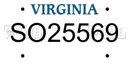 SO25569 Virginia License Plate
