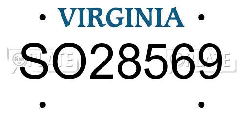 SO28569 Virginia License Plate