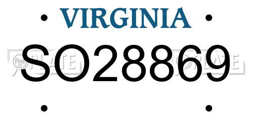 SO28869 Virginia License Plate