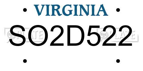 SO2D522 Virginia License Plate