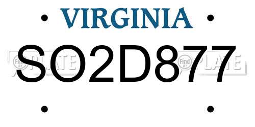 SO2D877 Virginia License Plate