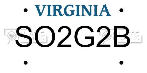 SO2G2B Virginia License Plate